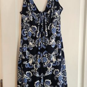 Blue and White Paisley Dress